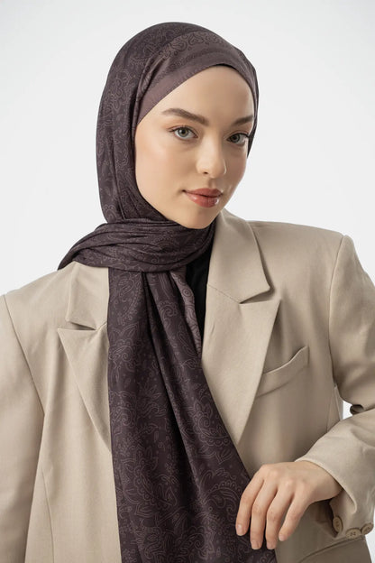 Rosa Desen Şal - Antik Bordo