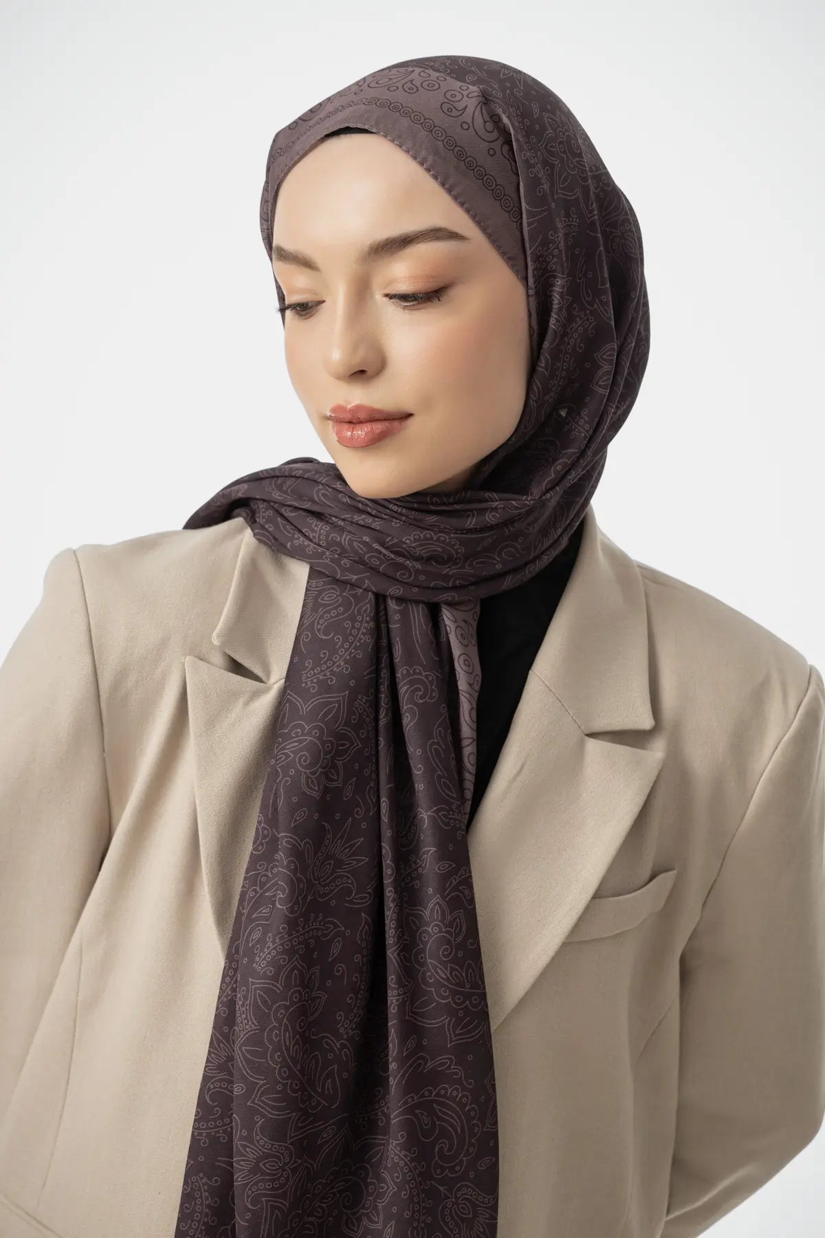 Rosa Desen Şal - Antik Bordo