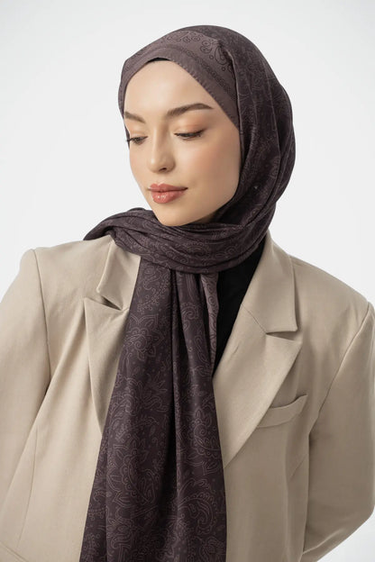 Rosa Desen Şal - Antik Bordo