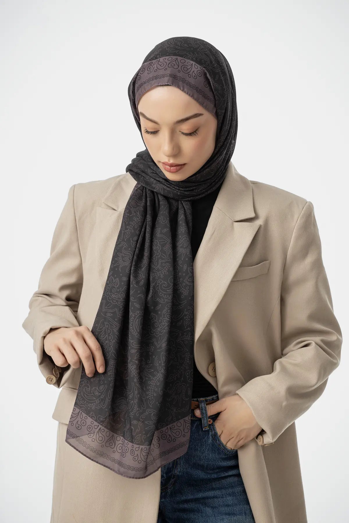 Rosa Desen Şal - Füme
