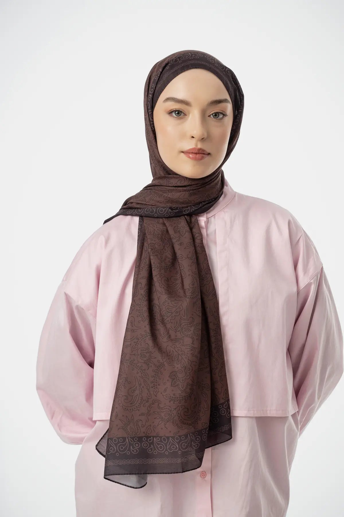 Rosa Desen Şal - Kahve