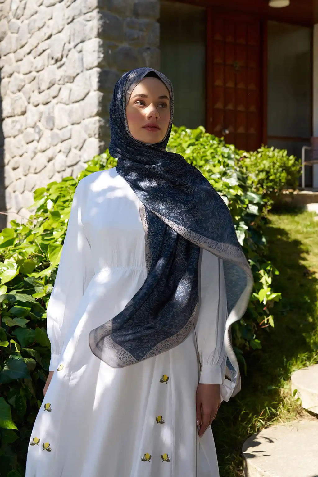 Rosa Desen Şal - Lacivert - M14