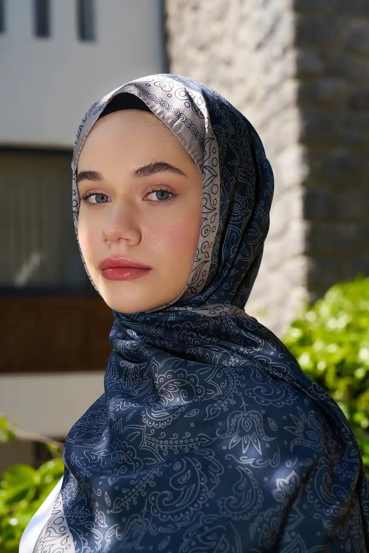 Rosa Desen Şal - Lacivert - M14