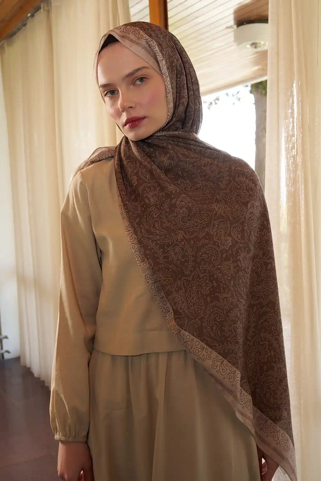 Rosa Desen Şal - Safran - M12