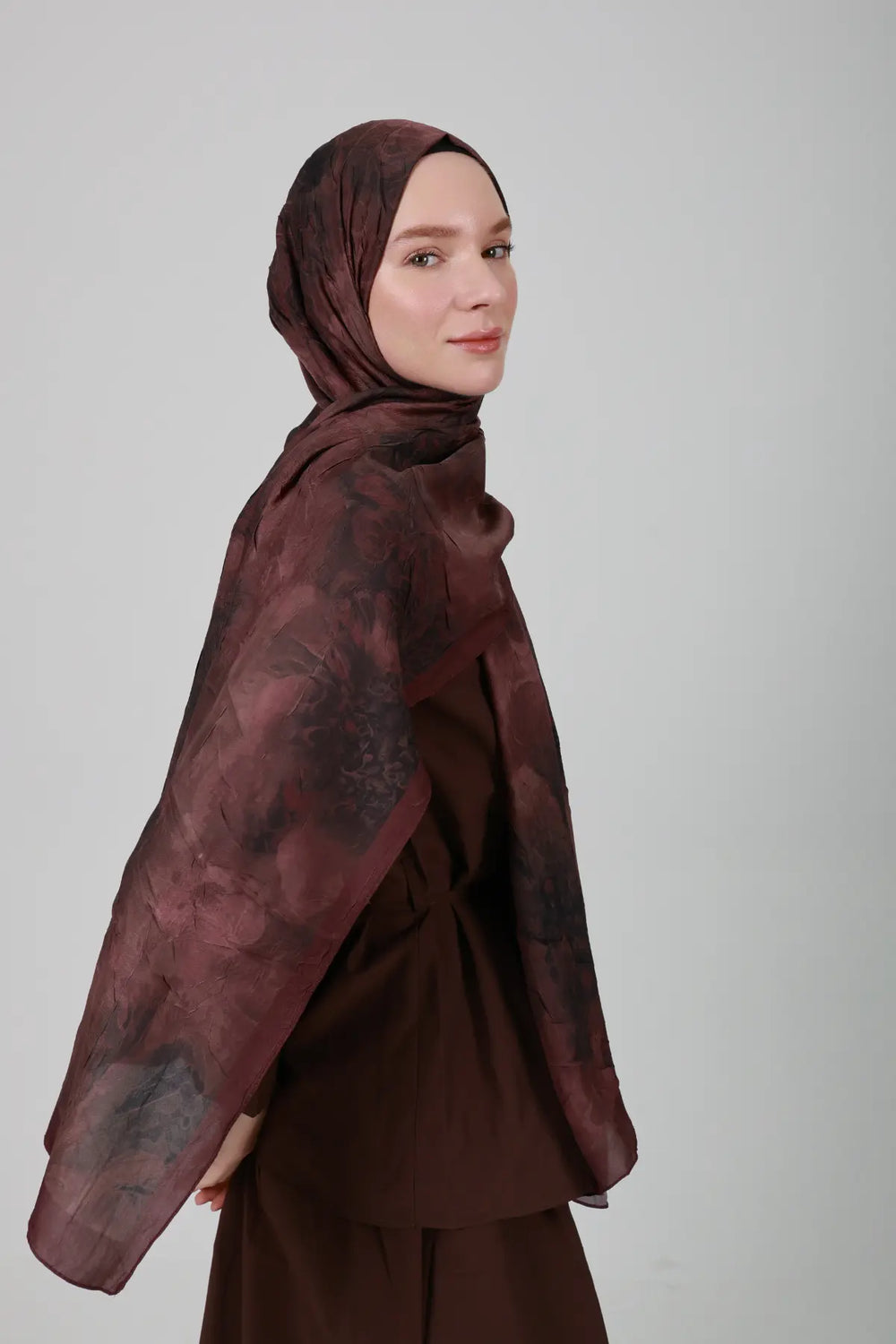 Neva Desenli Bordo Şal - S29