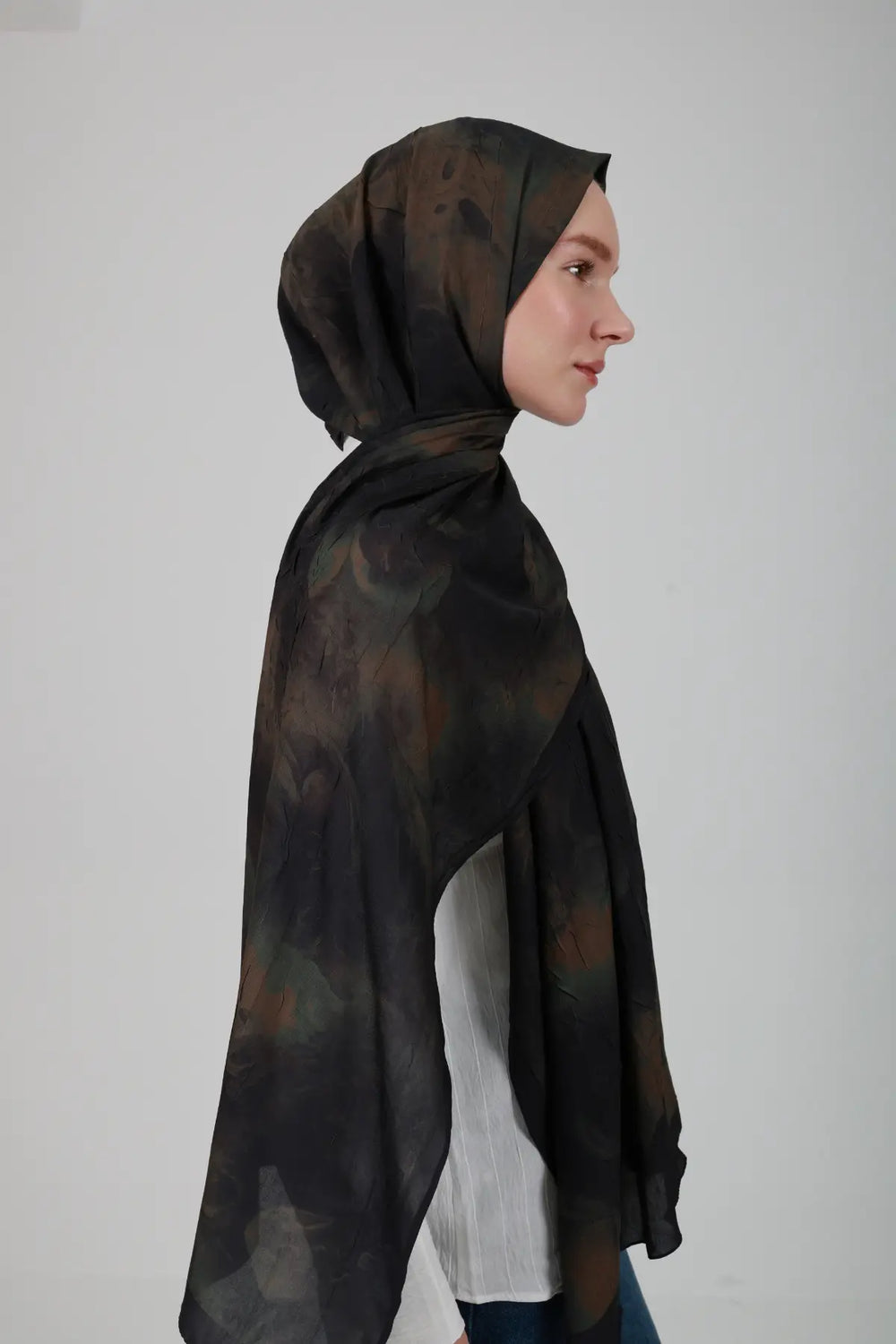 Neva Desenli Kahve Yeşil Şal - S28