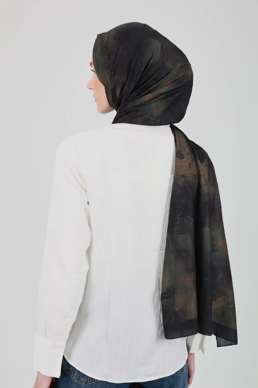 Neva Desenli Kahve Yeşil Şal - S28