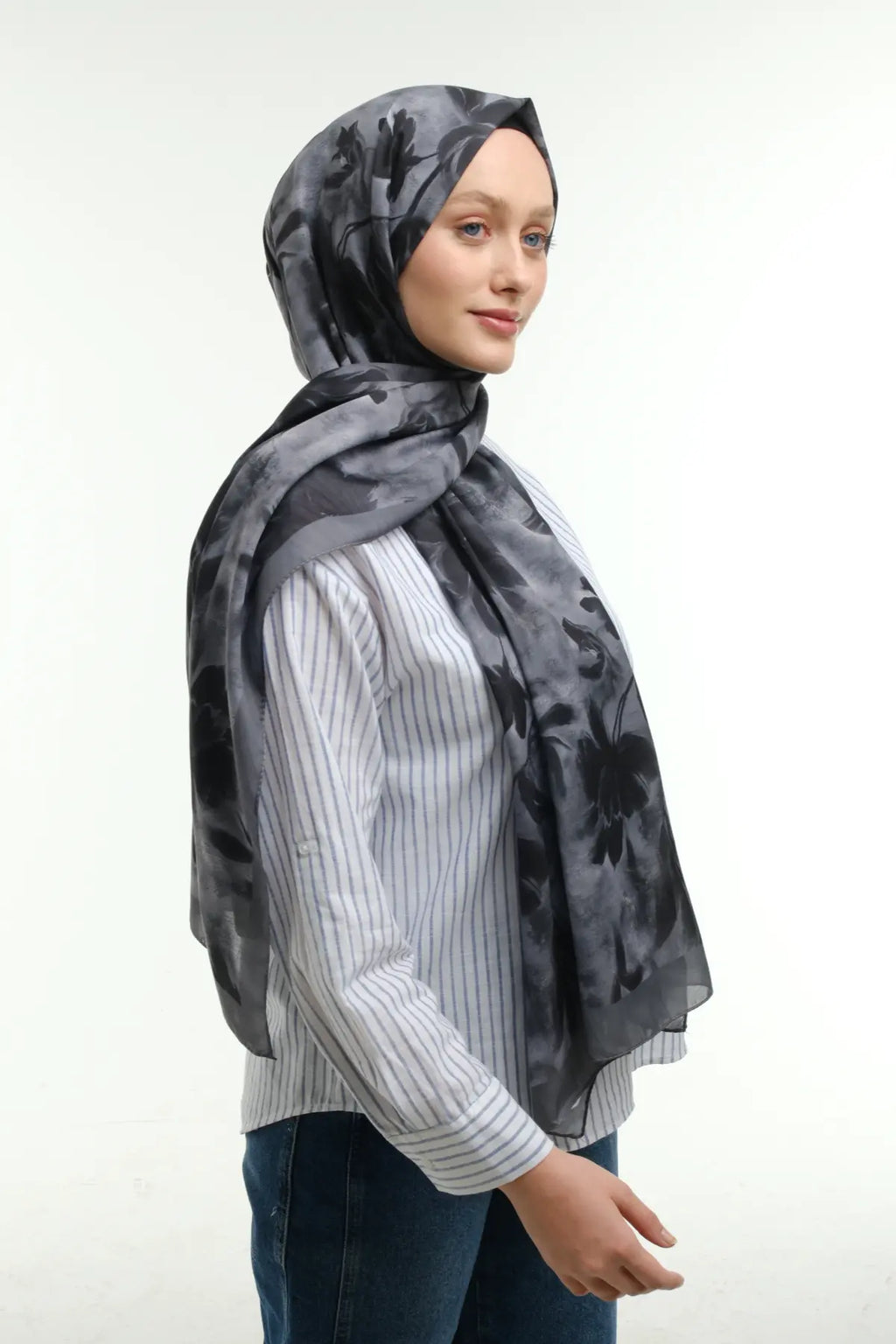 Peony Desen Şal - Gri
