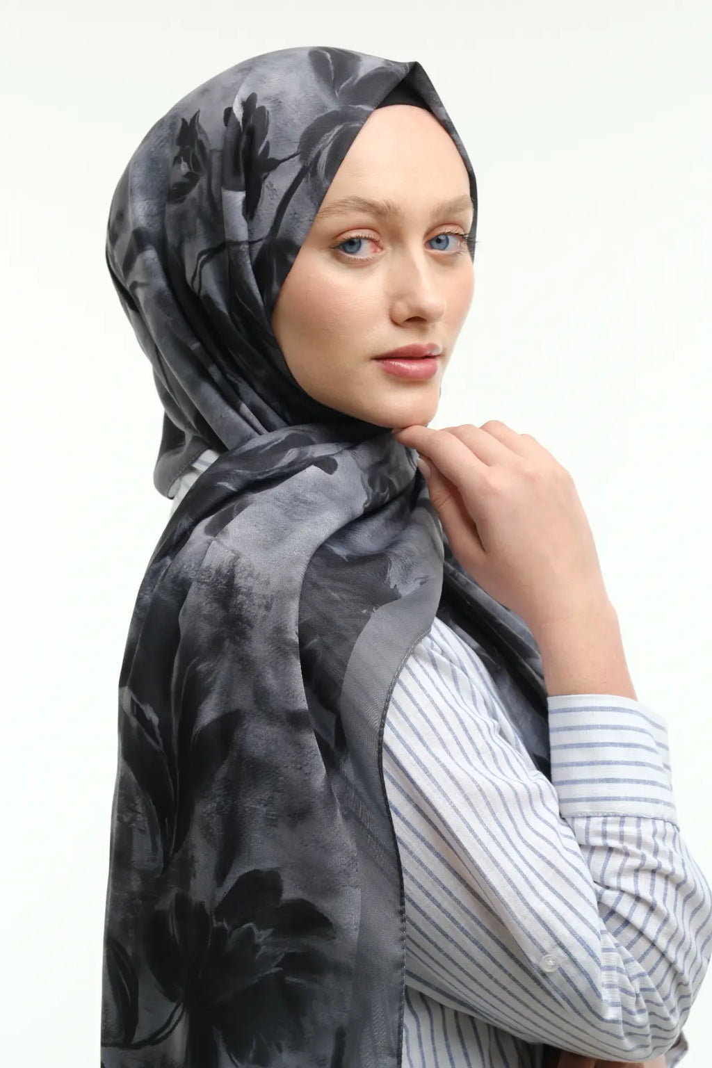 Peony Desen Şal - Gri