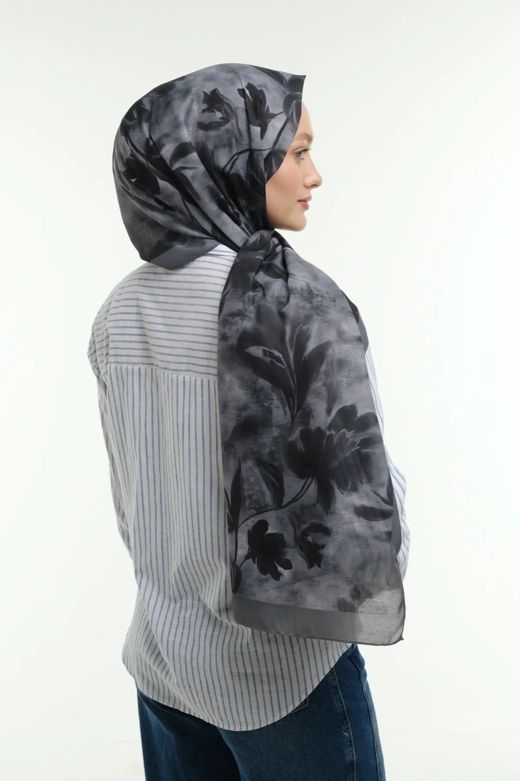 Peony Desen Şal - Gri