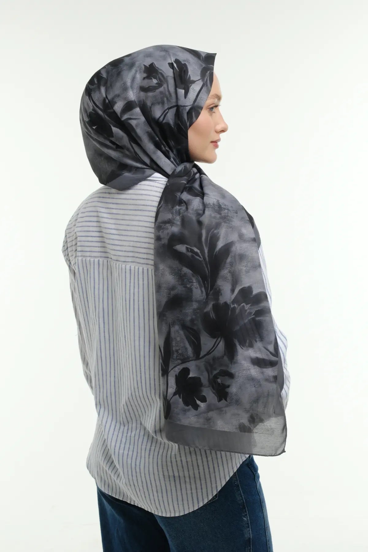 Peony Desen Şal - Gri