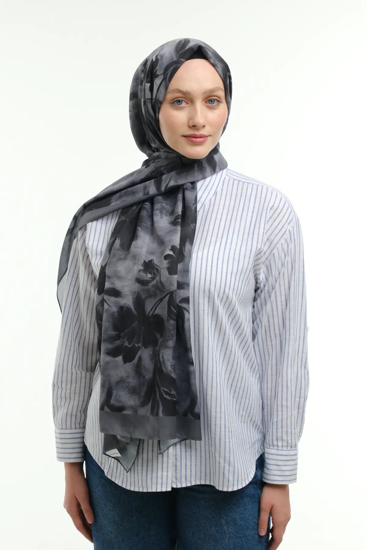 Peony Desen Şal - Gri