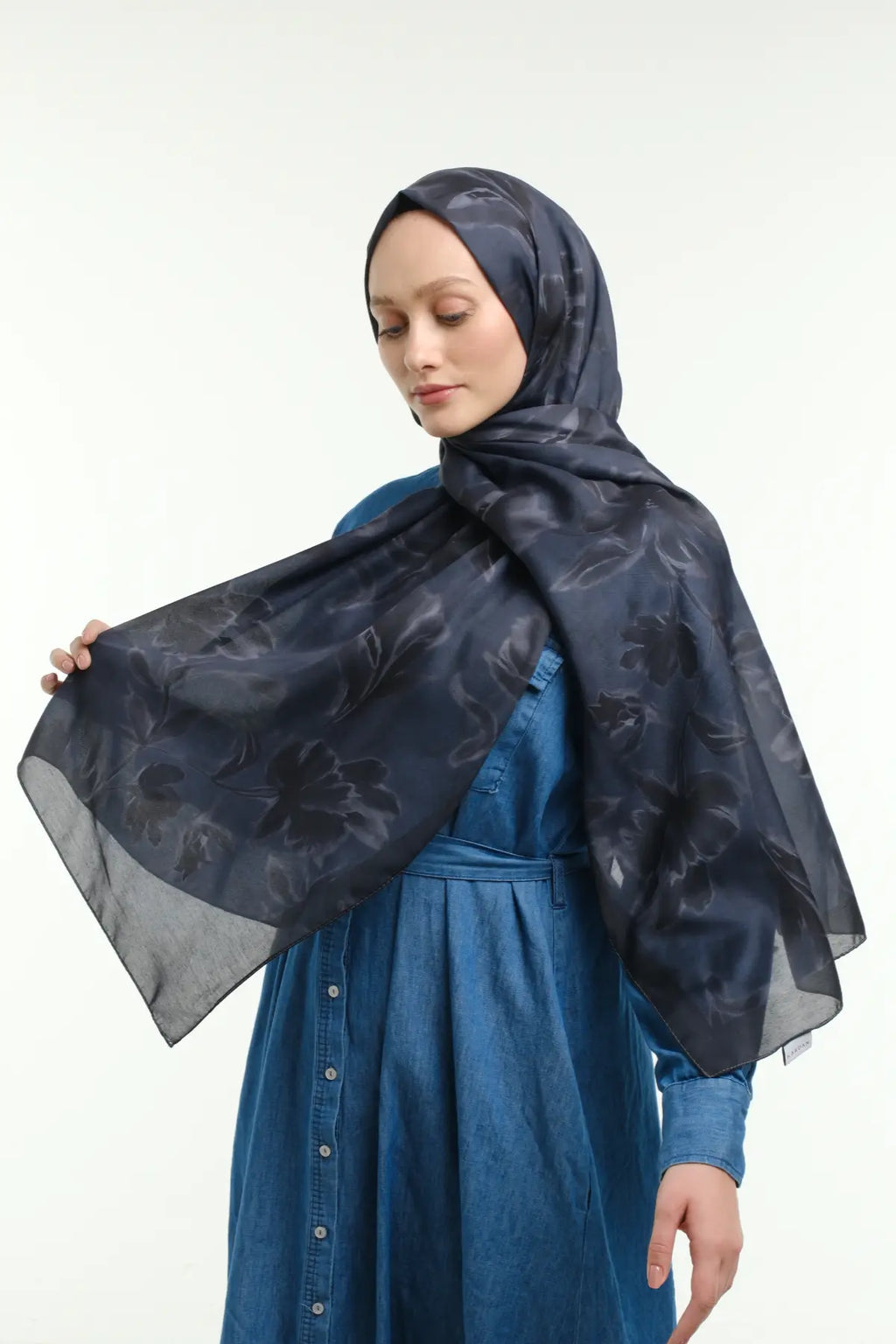 Peony Desen Şal - Lacivert
