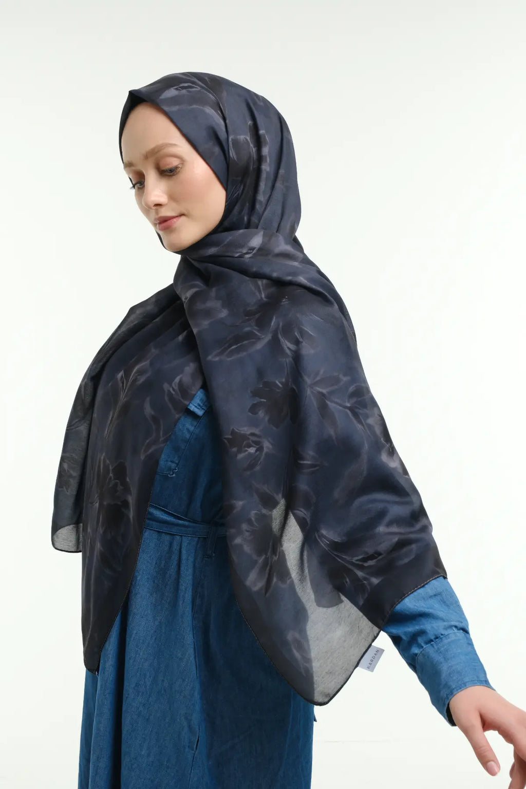 Peony Desen Şal - Lacivert