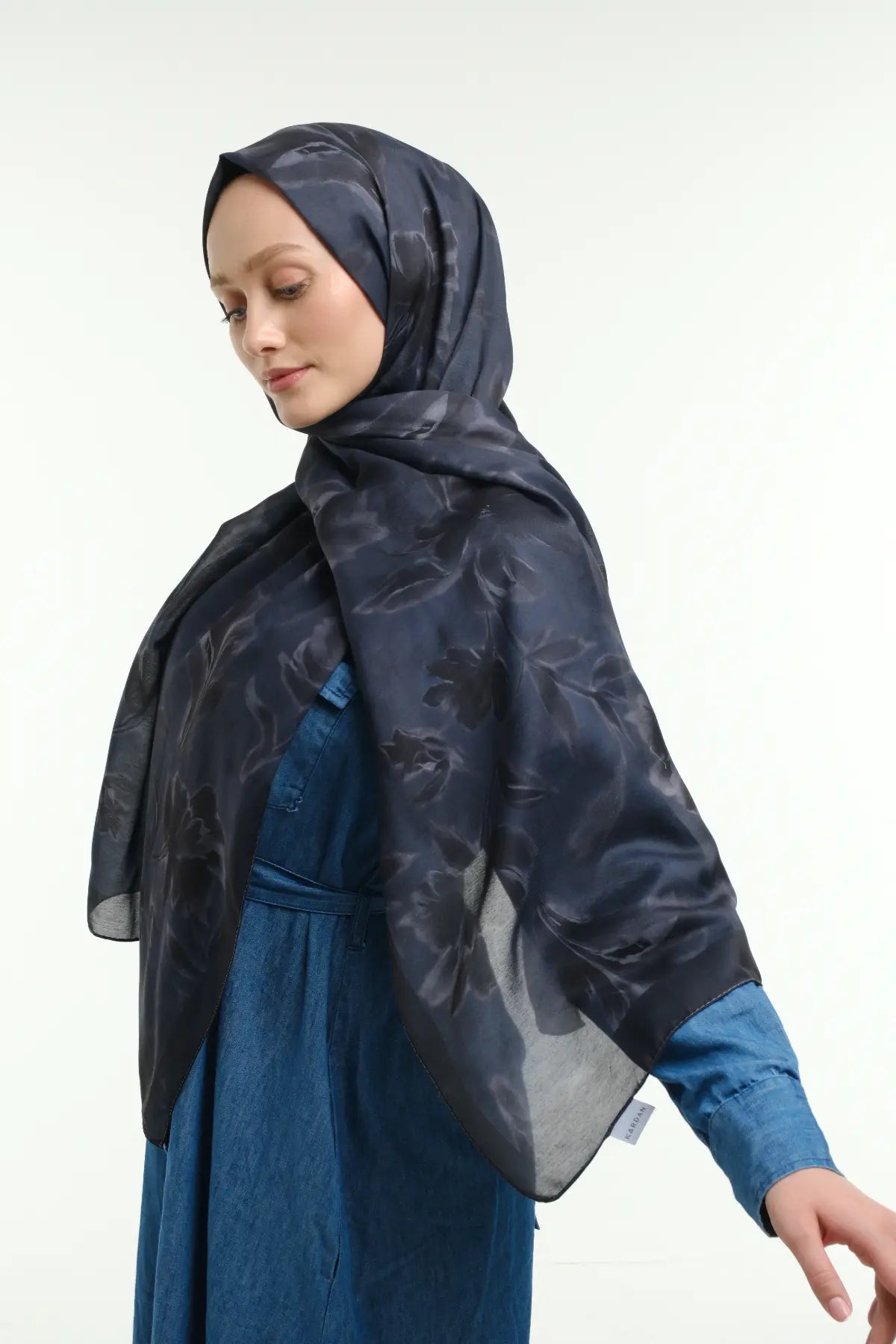 Peony Desen Şal - Lacivert