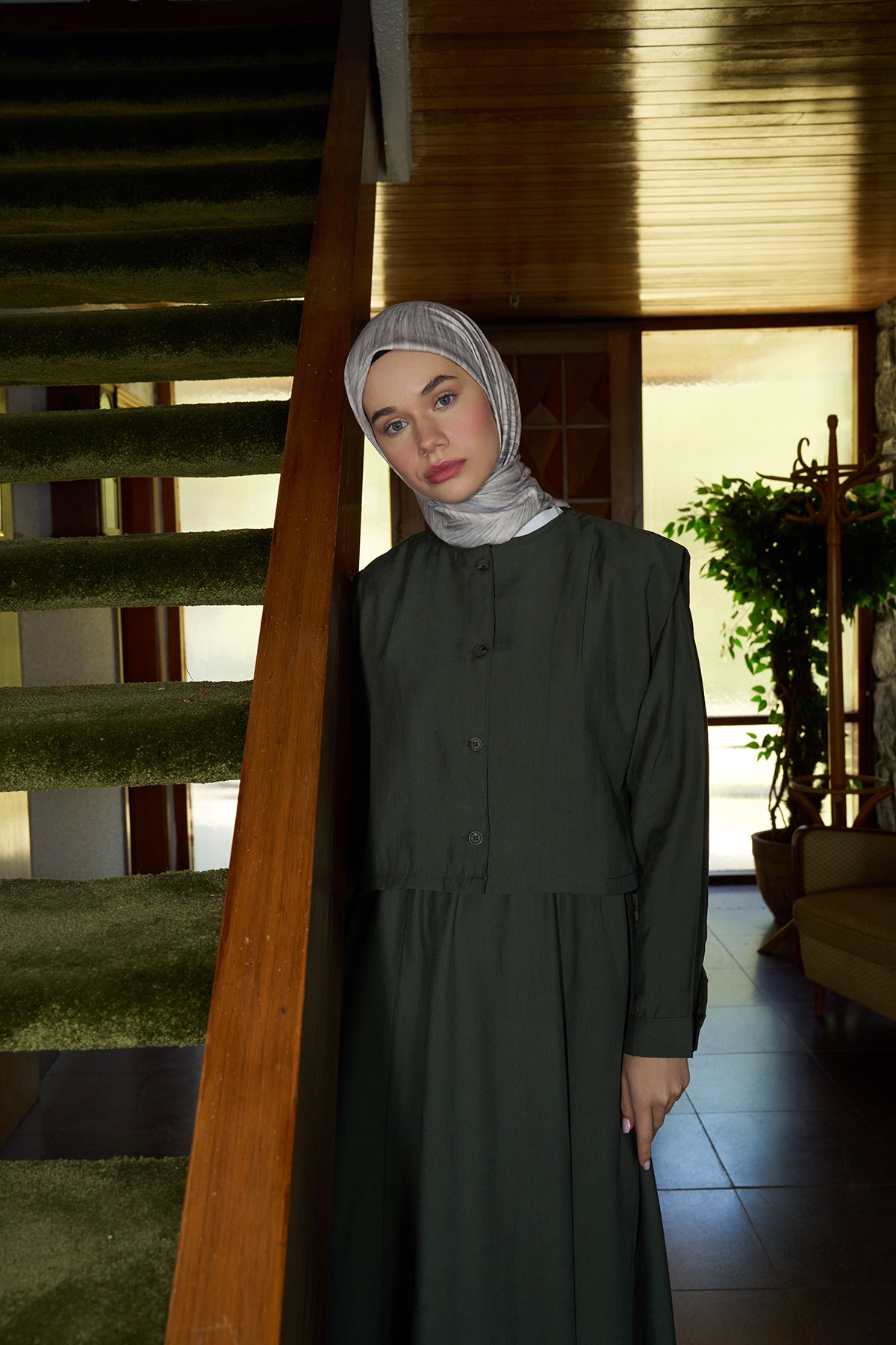 Prizma Desenli Pudra Eşarp - S02