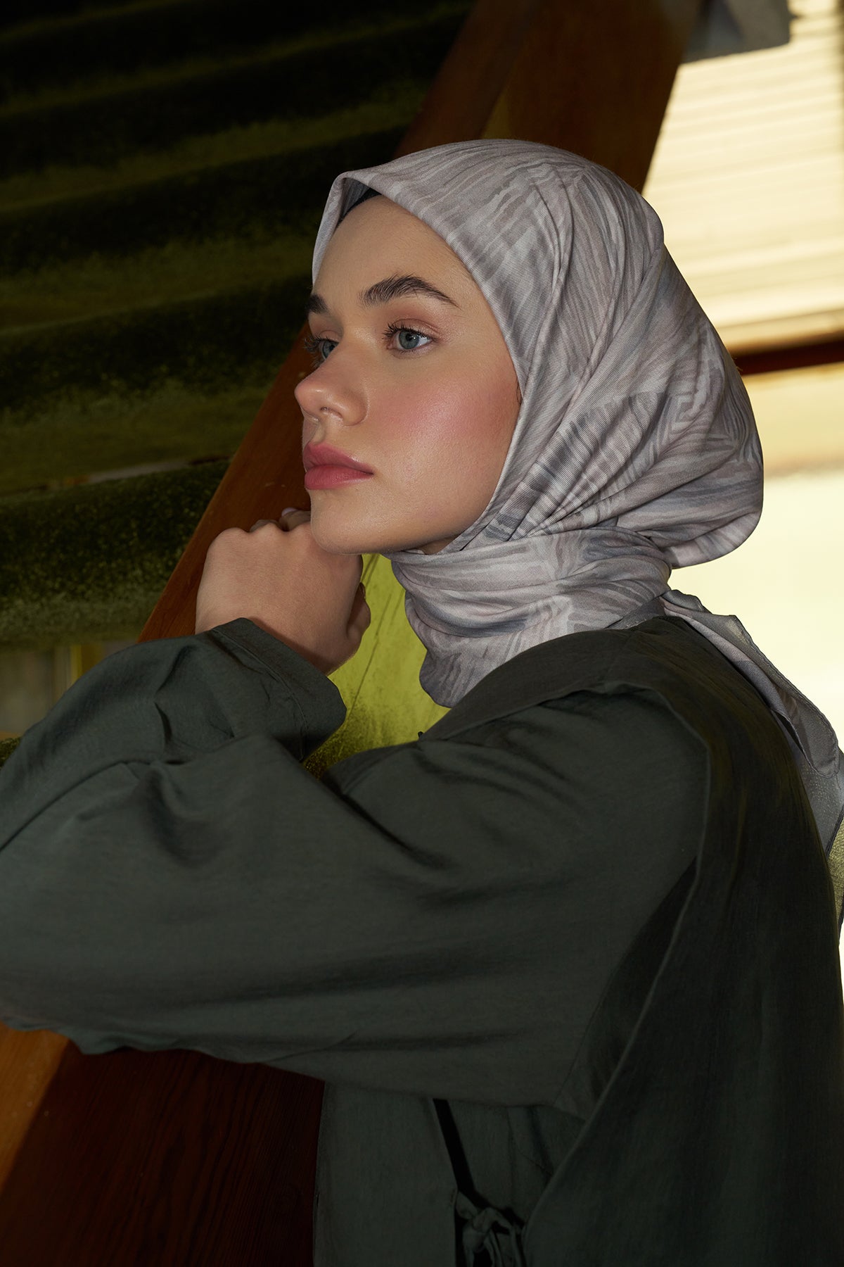Prizma Desenli Pudra Eşarp - S02