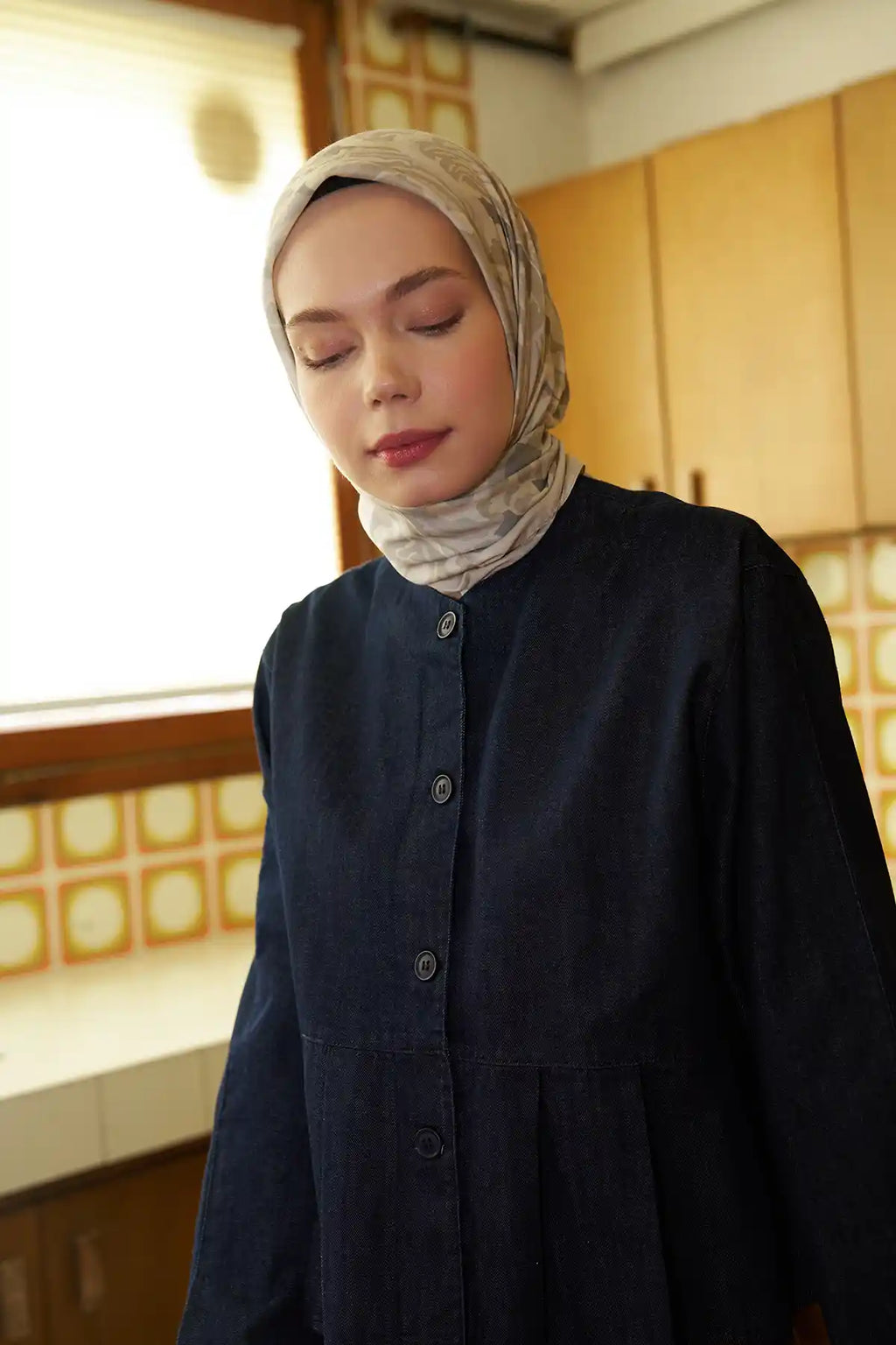 Sedef Desenli Soft Yeşil Eşarp - S14