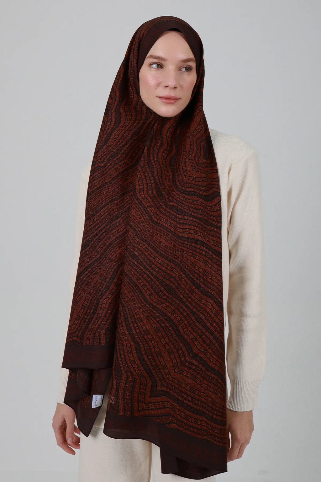 Siyera Desen İpek Şal - Maun
