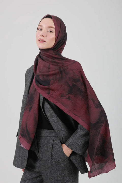 Soyut Desenli Mürdüm Şal - M21