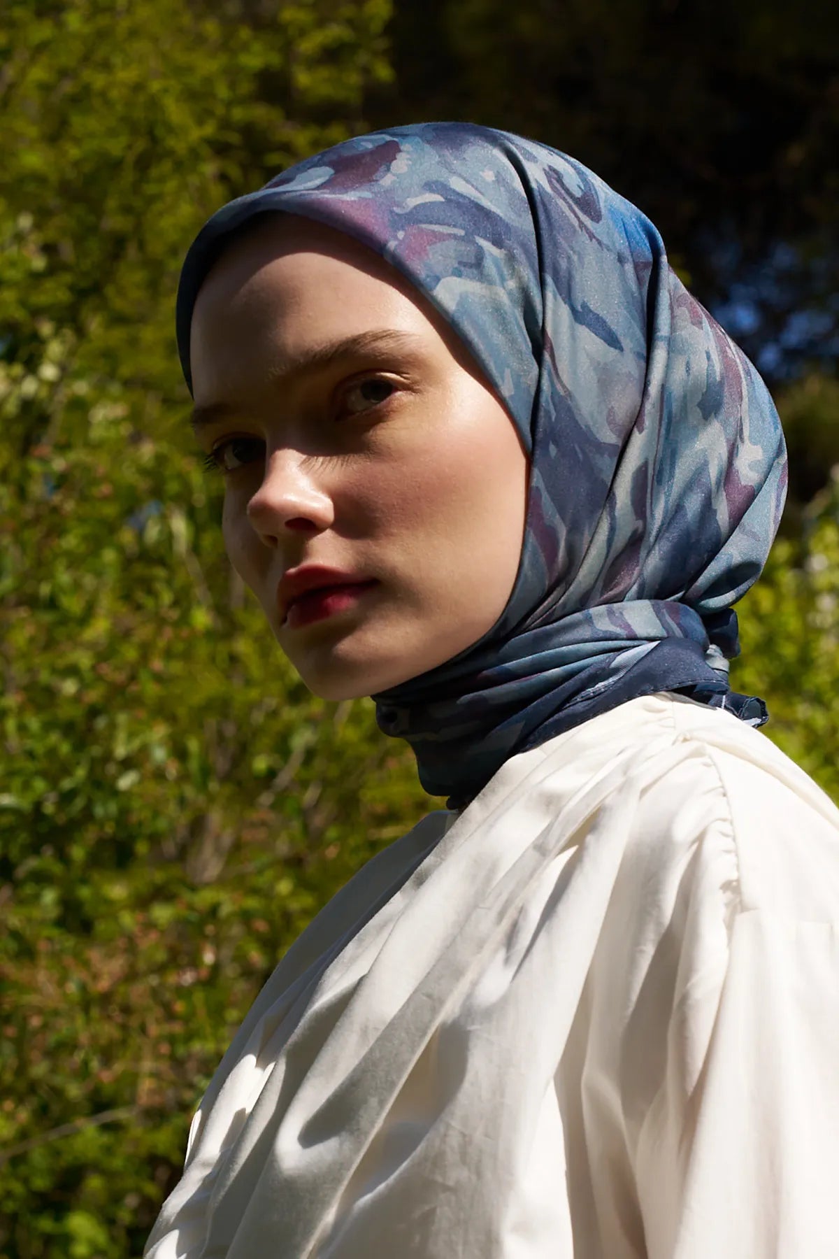 Spiral Desenli Mavi Eşarp - S11