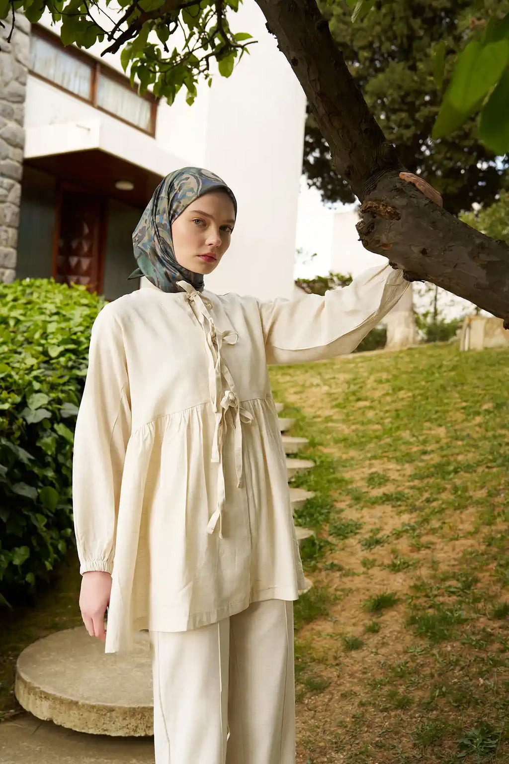 Spiral Desenli Yeşil Eşarp - S12