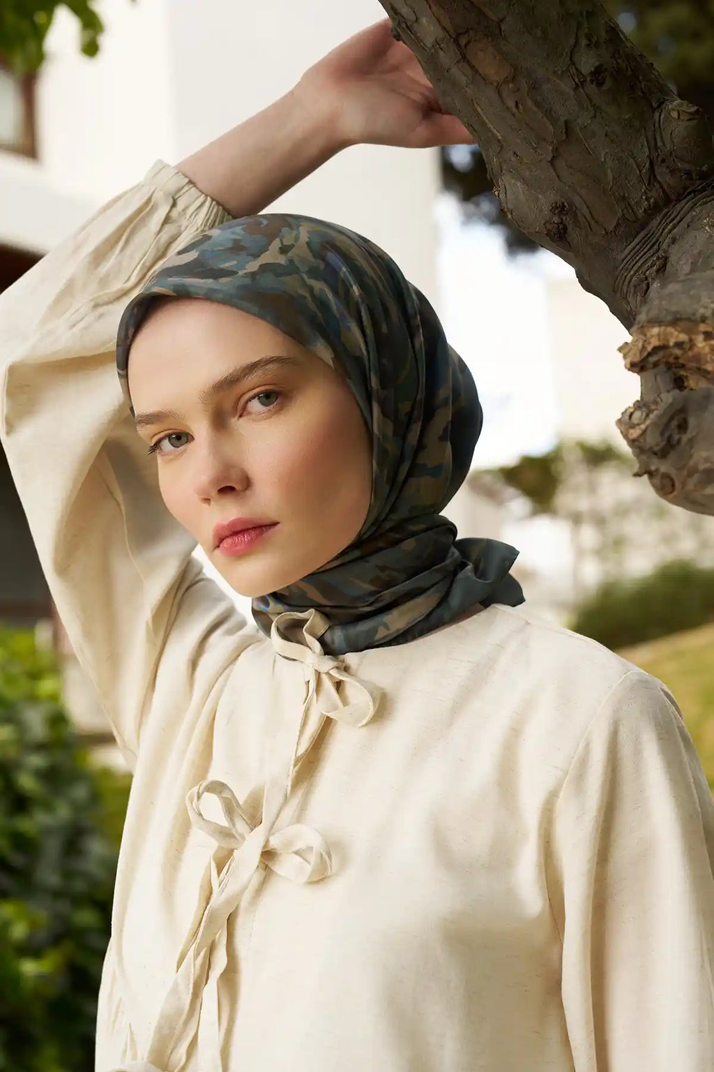 Spiral Desenli Yeşil Eşarp - S12