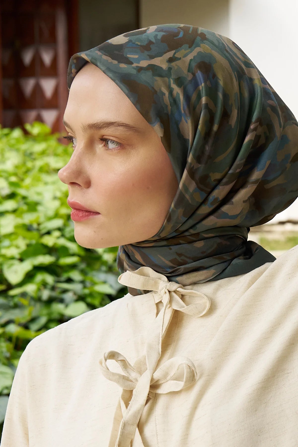 Spiral Desenli Yeşil Eşarp - S12