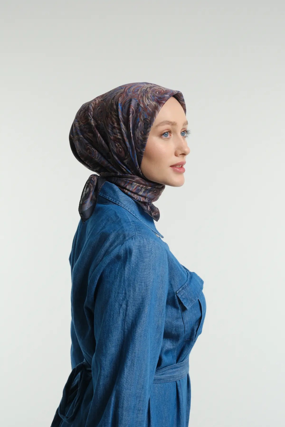 Vera Desenli Nefti Yeşili Eşarp