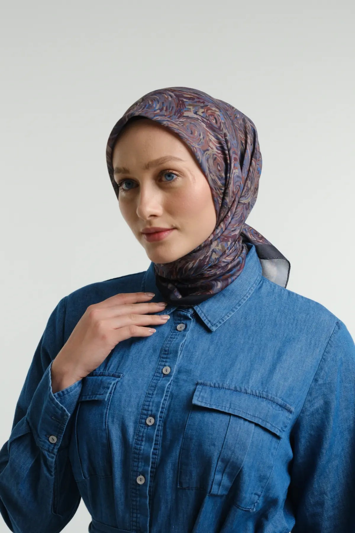 Vera Desenli Nefti Yeşili Eşarp