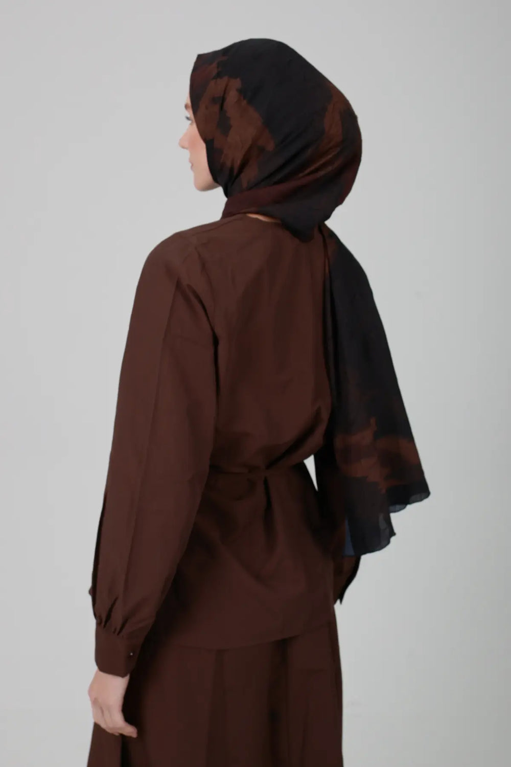 Zigzag Desenli Kahve Şal - M24