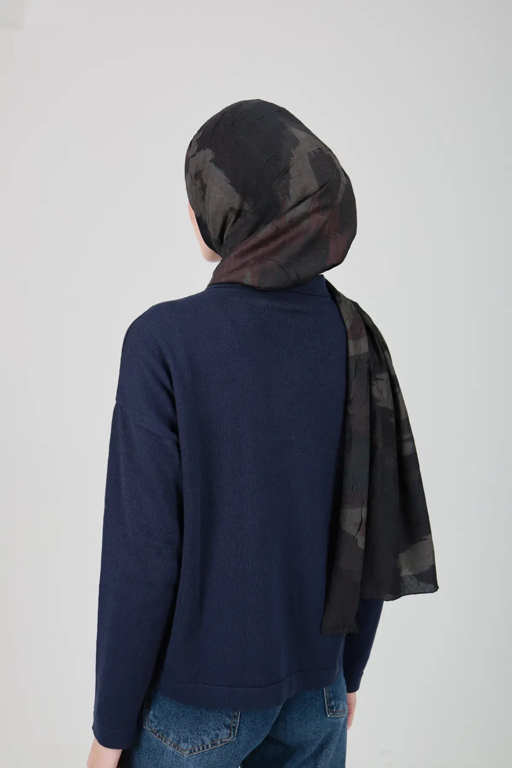 Zigzag Desenli Koyu Yeşil Şal - M28