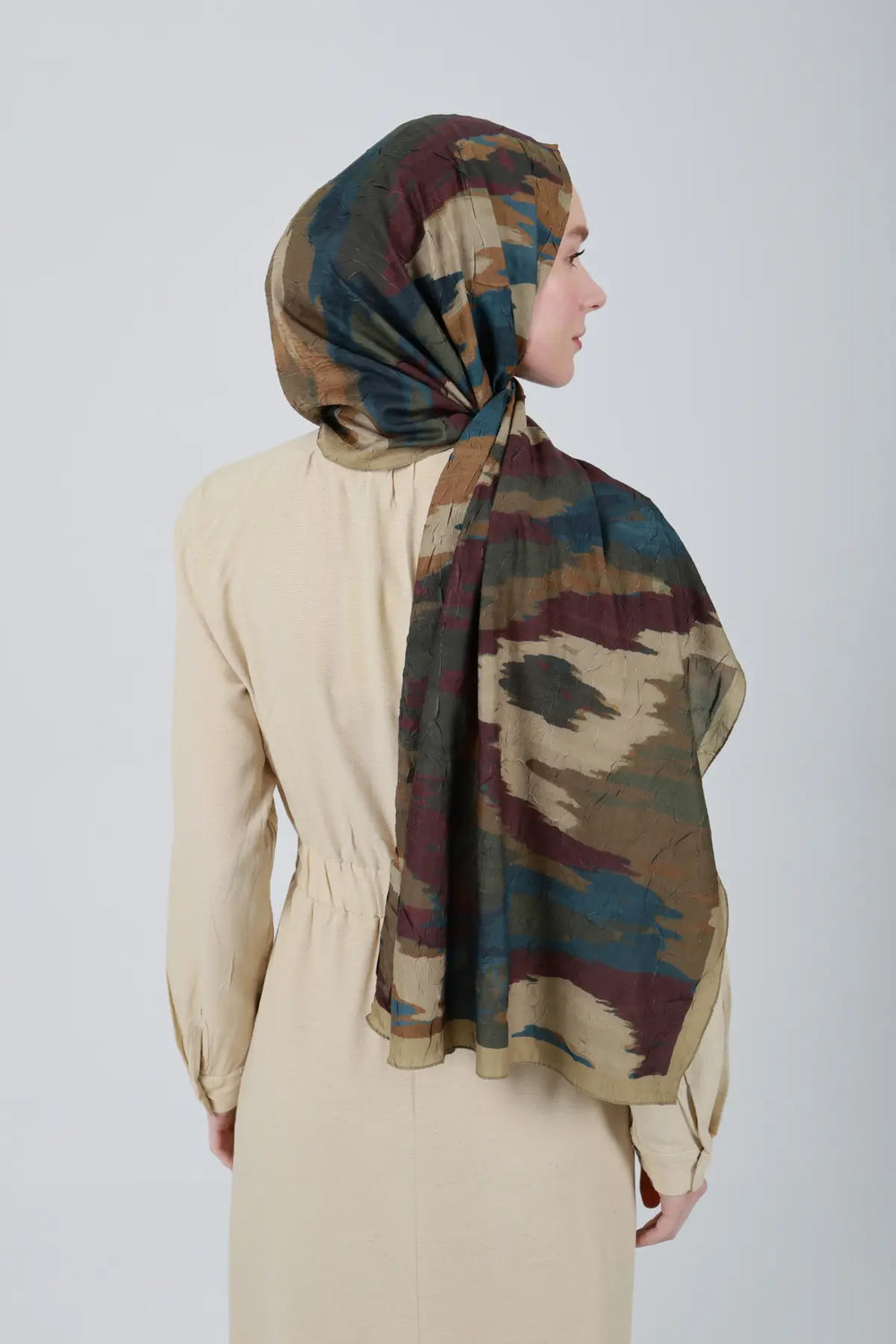 Zigzag Desenli Yağ Yeşili Şal - M26