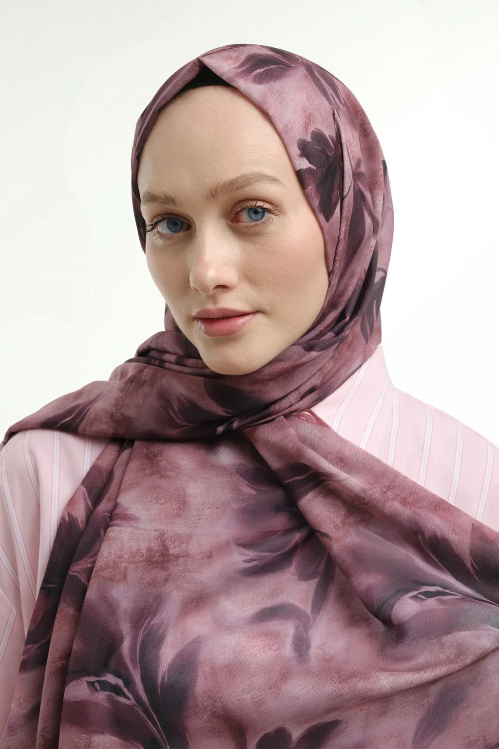 Peony Desen Şal - Koyu Pudra