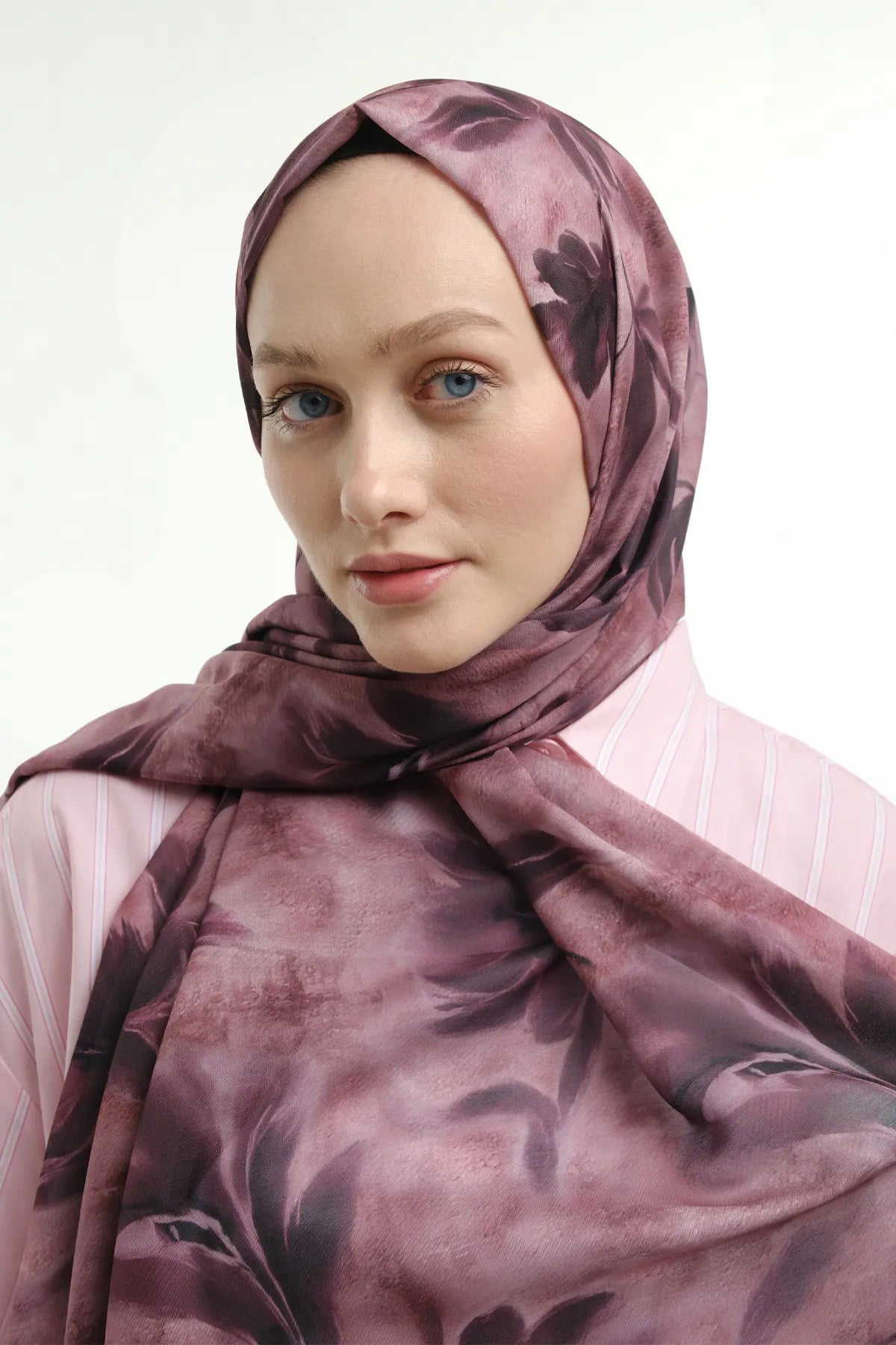 Peony Desen Şal - Koyu Pudra