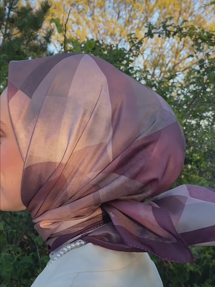 Desenli Twill Eşarp Astrid - Bordo
