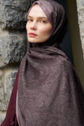 Rosa Desen Şal - Antik Bordo