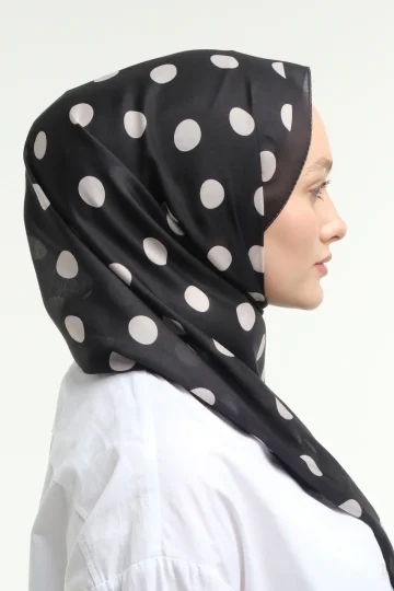 Puantiye Desen Şal - Siyah