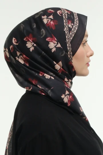 Rosel Desen Şal - Siyah
